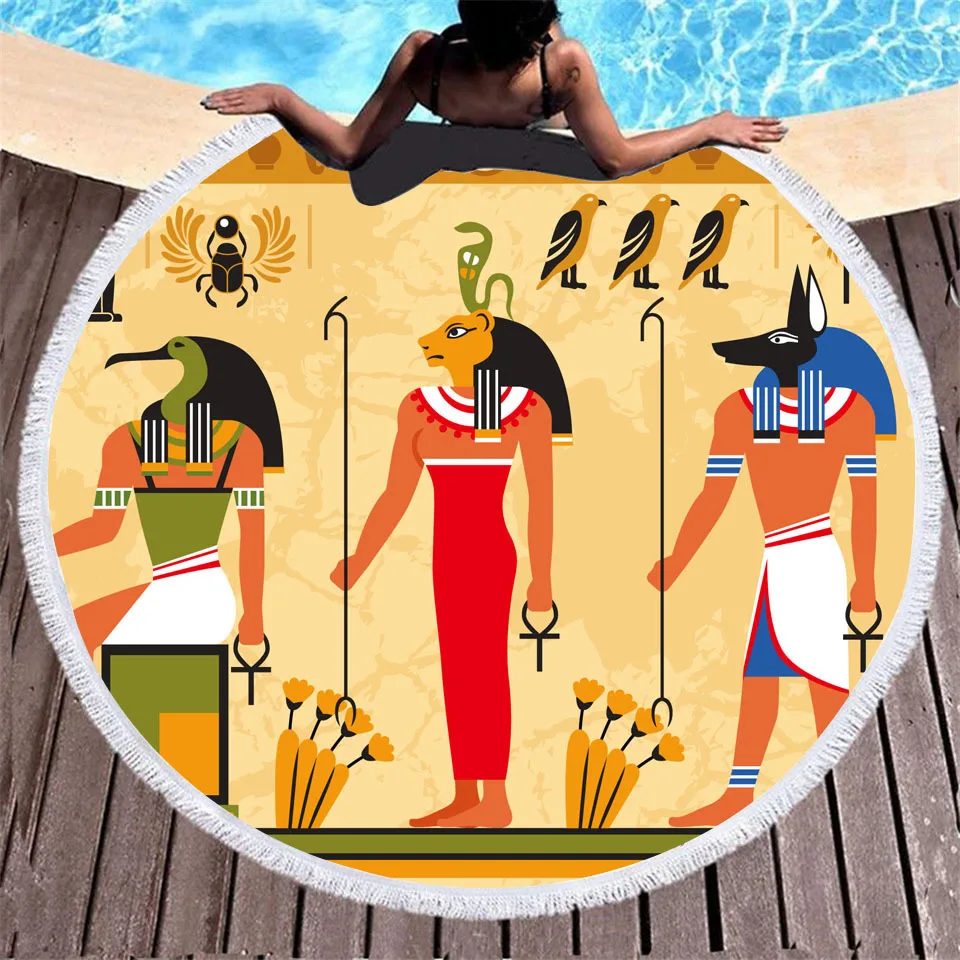 

Модный дизайнерский гобелен Pharaohs с цифровой печатью и кисточкой, коврик для йоги из ультратонкого волокна, 150 см, душевые полотенца