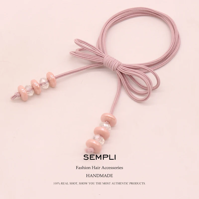 

Sempli High Elastic Rope Elastic Hair Bands Hair Rubber Bands Flower Bead For Women Handmade Bow-knot Hair Accessories Scrunchie