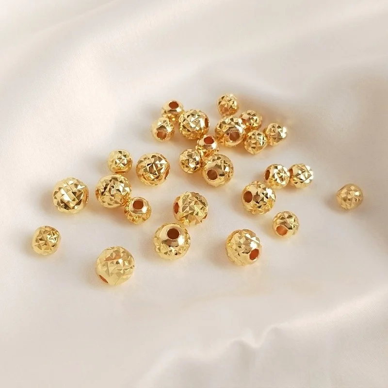 

10 Pcs/set 14K Pineapple Beads Diamond Faceted Flash Beads Round Beads DIY Bracelet Necklace Loose Beads Accessories Crafts