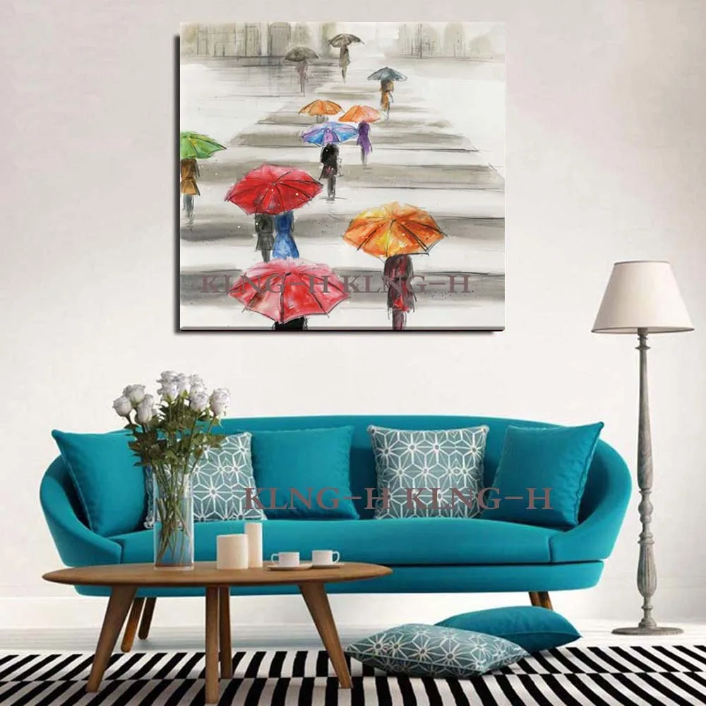 100% pintado a mano Envio gratis pintura al óleo sobre lienzo arte de pared hecho imperno paisaje lluvia foto dos p | Дом и сад
