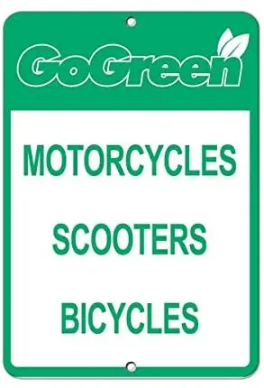 

Gogreen Motorcycles Scooters Bicycles Parking Retro Street Metal Tin Sign Motorcycle Garage Decoration Supplies12 X 8 Inch