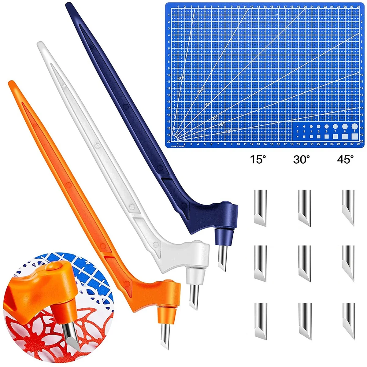 

13Pcs DIY Art Craft Cutting Tool with 360Rotating 15/30/45Degree Blades Safety Scrapbook Stencil Craft Cutting Tools Kit Cutter