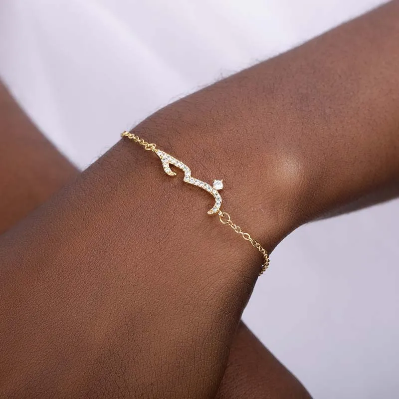 

Arabic Name Bracelets for Women Gold Silver Color Crystal Friendship Charm Bracelet Female Fashion Jewelry Accessories Gift