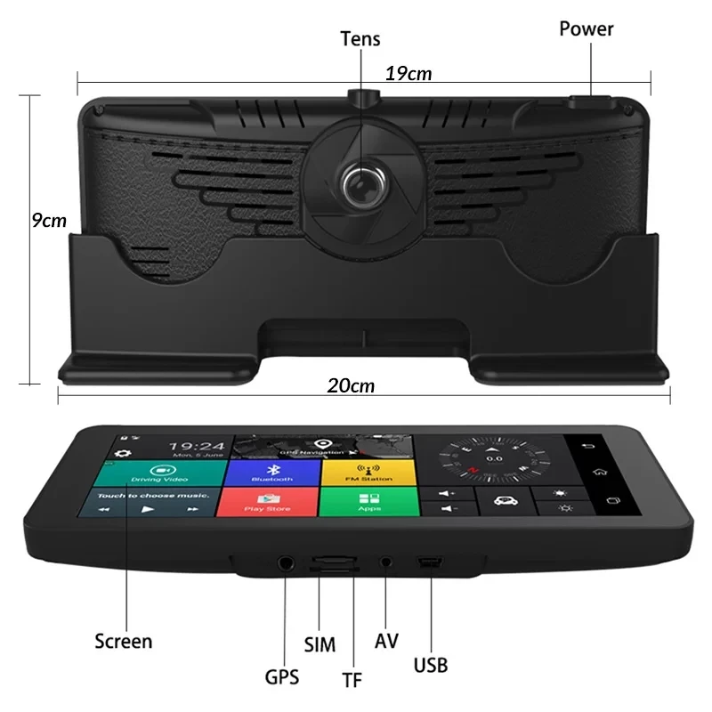 Новинка, full HD 1080 P, 7 дюймов, сенсорный экран, Android 5,1, Автомобильный видеорегистратор, gps навигация, Wifi, FM, парковочная камера, DDR3, 1 ГБ, 16 ГБ, бесплатные карты