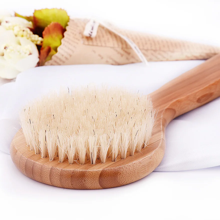 

Natural Bristle brush Long Anti-slip Handle Wooden Body back Maasage Health Care Bath back Brush for bath body brush