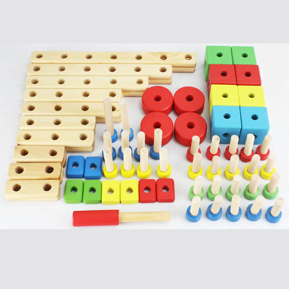 Деревянная многофункциональная разборная гайка Комбинация Игрушечная машина