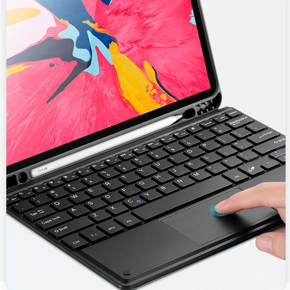 Для iPad 10,2 дюймов американская сенсорная Bluetooth клавиатура чехол для планшета с защитной крышкой из искусственной кожи