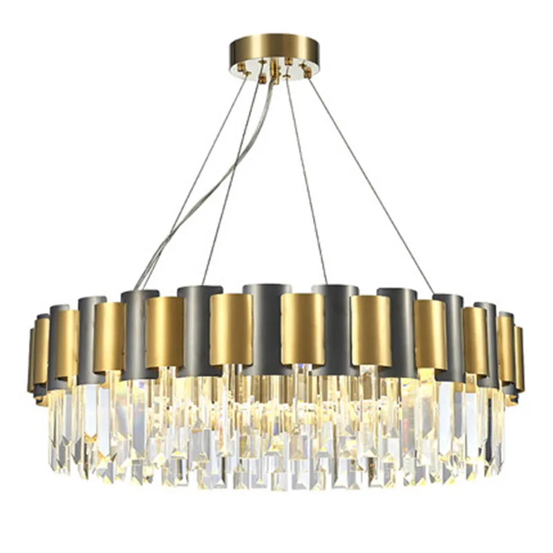 

New crystal chandelier round gold + black decorative light creative luxury home lighting LED chandelier