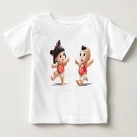 chinese doll printed childrens t shirt new years dolls boys and girls summer t shirt chinese style lovely baby t shirt