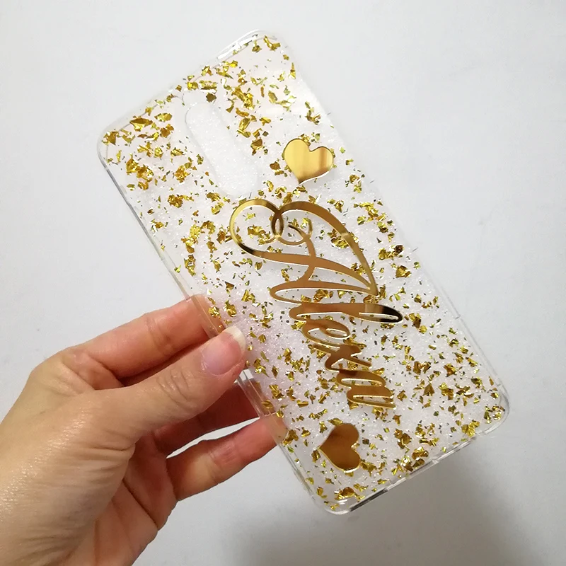 For Samsung J4 J5 J6 J7 Plus 2018 A6 A7 A8 Luxury Customize Name Personal Glitter Soft Back Cover Fundas |