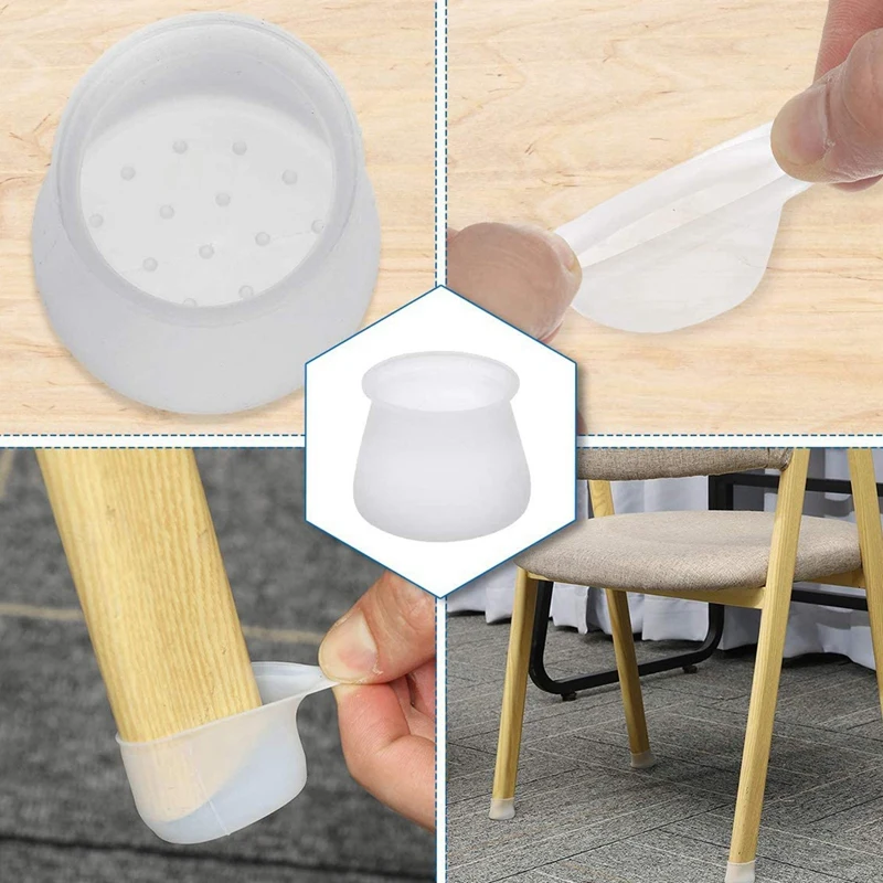 

52 PCS Furniture Leg Silicone Protection Covers, Anti-Slip Table Feet Pad Floor Protector,Prevents Scratches and Noise