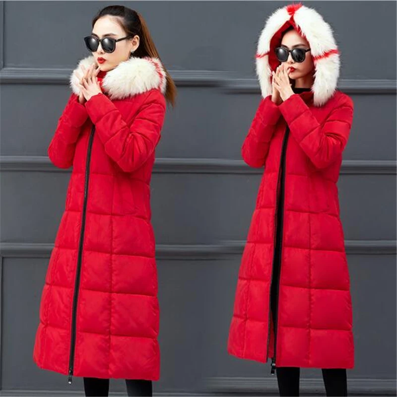 Женская зимняя длинная куртка новинка 2019 женский пуховик с капюшоном и большим