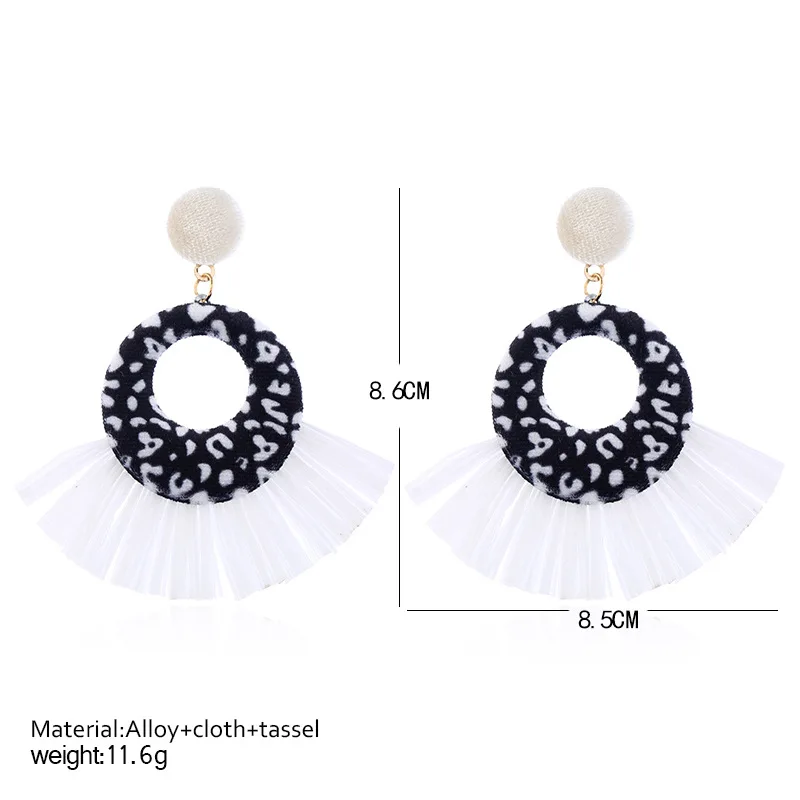 

Bohemia Fringed Earrings Leopard Raffia Earrings Dangle Drop Earrings for Women Handmade Ethnic Jewelry Brincos Wholesale