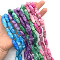 natural stone beads peacock agate beads rice shaped handmade beads for jewelry making diy bracelet accessories supplies 10x30mm