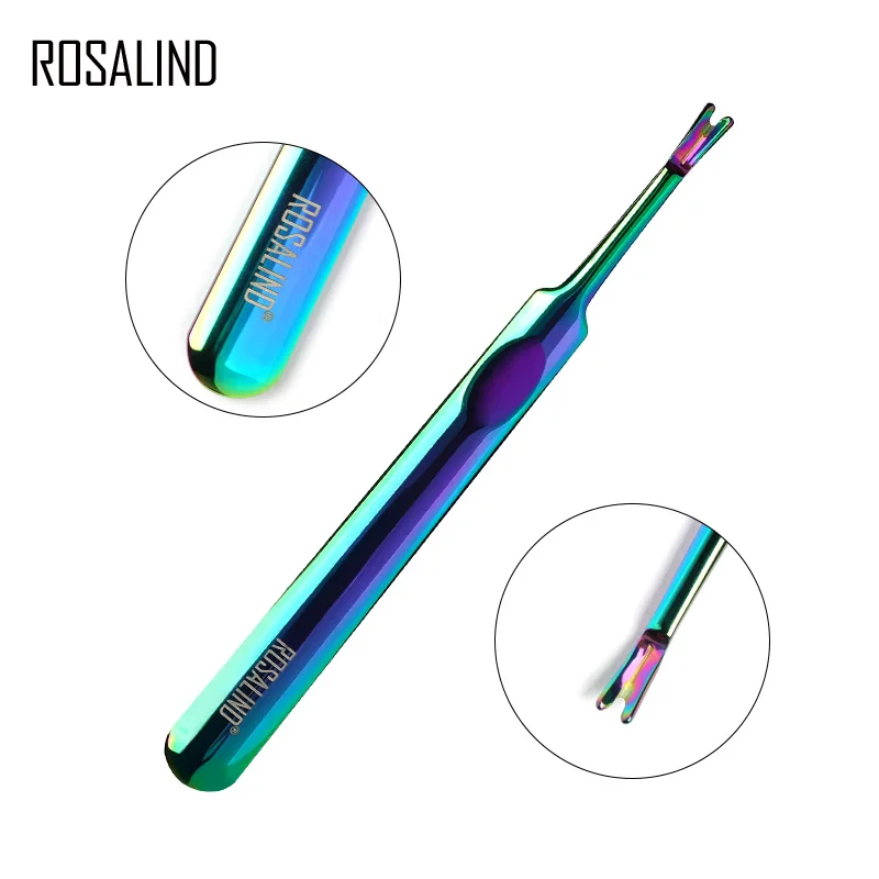 ROSALIND 1PCS Rainbow Stainless Steel Cuticle Remover Callus Dead Skin Fork Nail Art Manicure Pedicure Trimmer Tools | Красота и