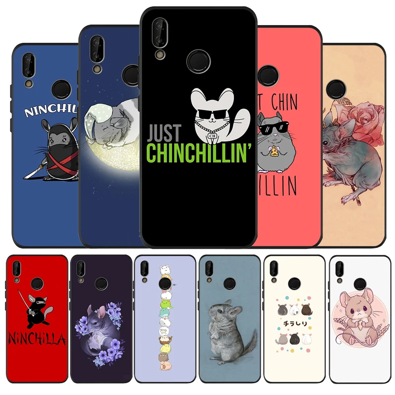 Милый черный мягкий чехол с шиншиллой из мультфильма для телефона huawei P40 P30 P20 P10 Pro