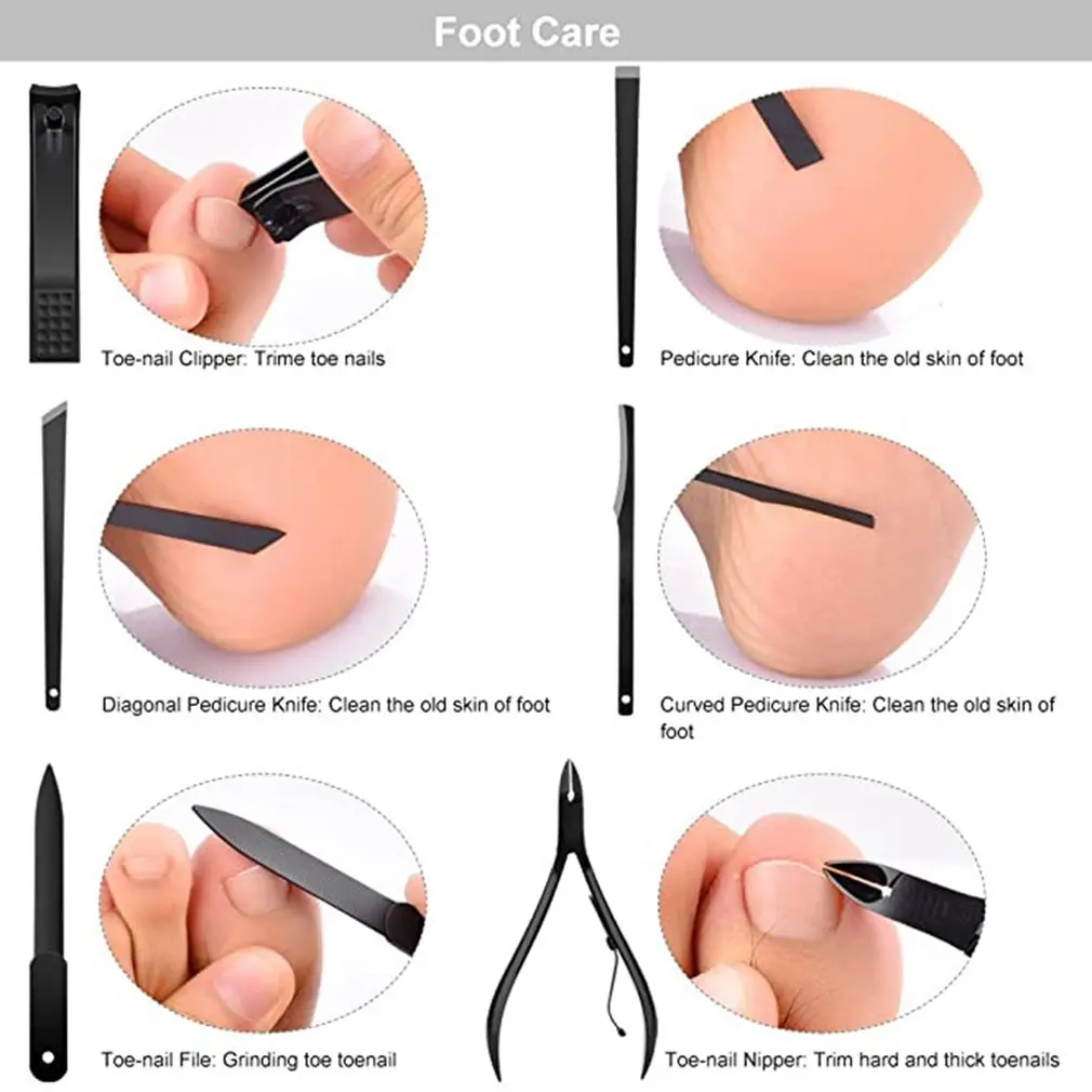 Professional Manicure Set Nail Clipper Kit Nail Care Set Grooming Kit Pedicure Blackhead Blemish Eyelash Makeup Facial Care Tool