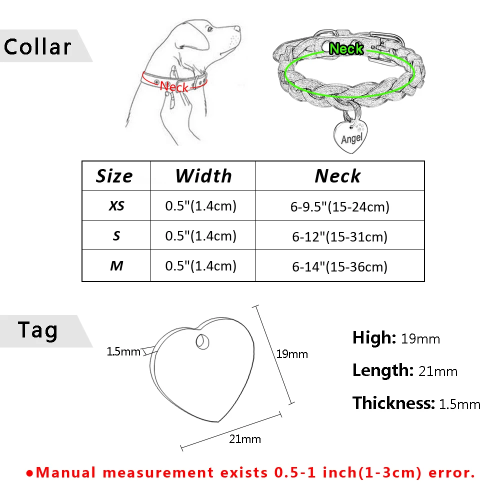 

Suede Leather Personalized Dog Collar Free Engraving Puppy With Belt Collars Tag Heart Bell Braided Engraved Kitten Neck ID
