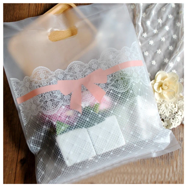 Пластиковая сумка для покупок с кружевным бантом и ручкой Подарочные