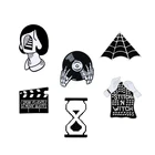 Эмалированный значок в виде песочных часов с виниловыми пластинками, в стиле панк, брошь с музыкальной тематикой, для джинсовых рубашек, лацкан, крутые готические ювелирные изделия, подарок