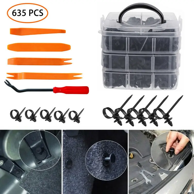 

620x Universal Car RV Camper Trailer Truck Retainer Plastic Fastener Bumper Rivet Screw Trim Boxed Buckle Black Fixing Clip Kit