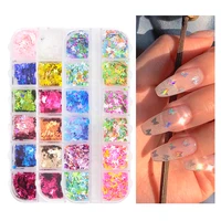 nail glitter flakes sequins 12pcsmixed colors butterfly dipping powder for acrylic nails glitter butterfly nail sequins hph09 17