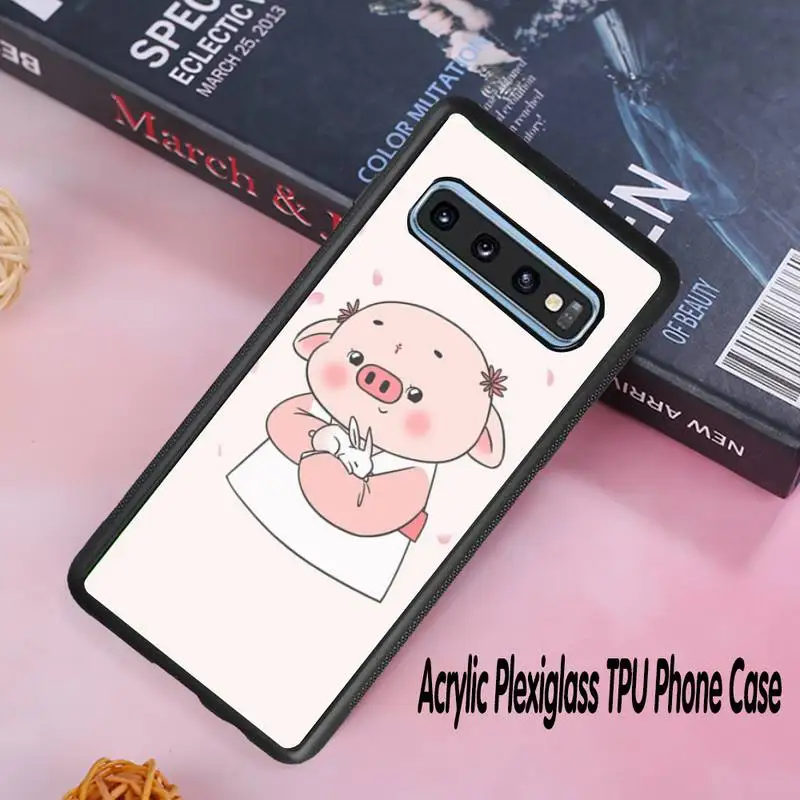 

Luxury Pig little fart Cute Phone Case Acrylic Plexiglass TPU For Samsung Galaxy S8 S9 S10 s10e S20 PLUS ULTRA S6edge