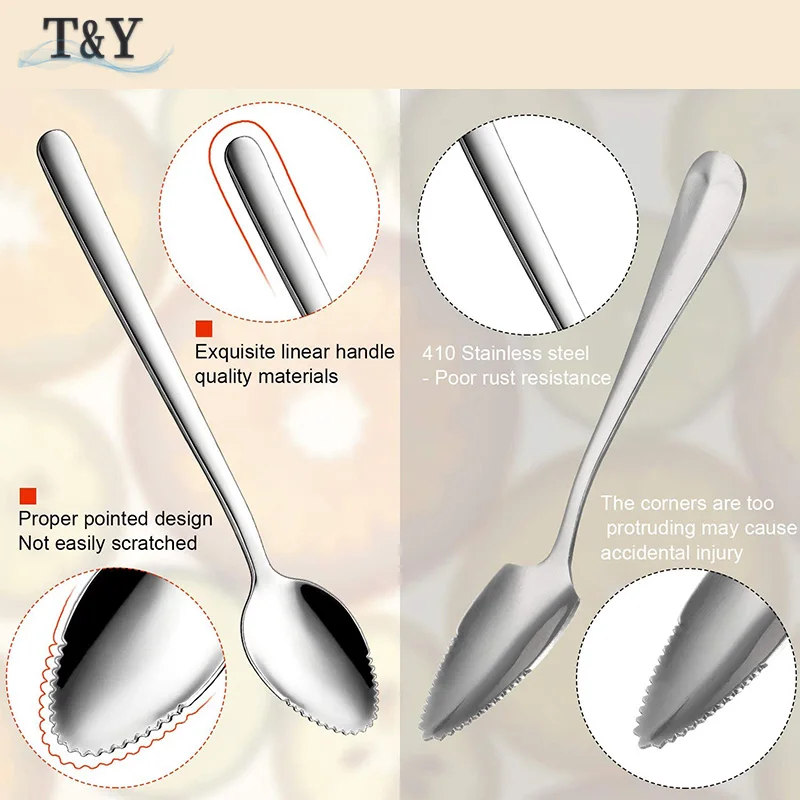 T &amp Y 1 шт. 6 7 дюймов ложки для грейпфрута Нержавеющая сталь половина зубчатых
