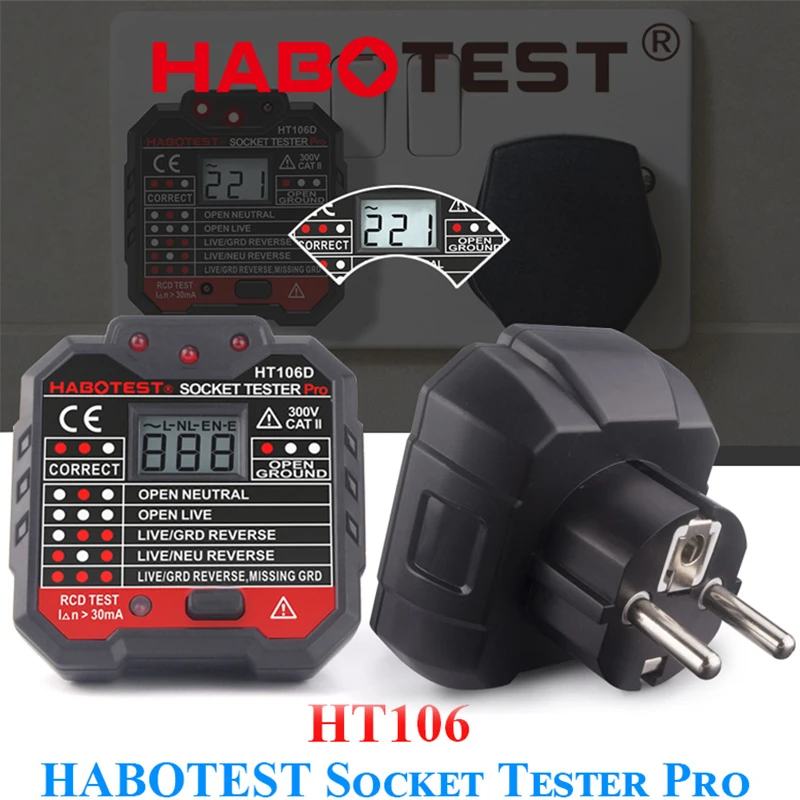 HT106 ЖК-дисплей 90 ~ 240 В измерение напряжения светодиодный индикатор настенная