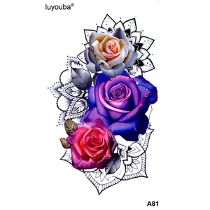 Красная роза водостойкая временная татуировка для мужчин цветок хна вспышка татуировка татуировки детские наклейки временные рукава с татуировками