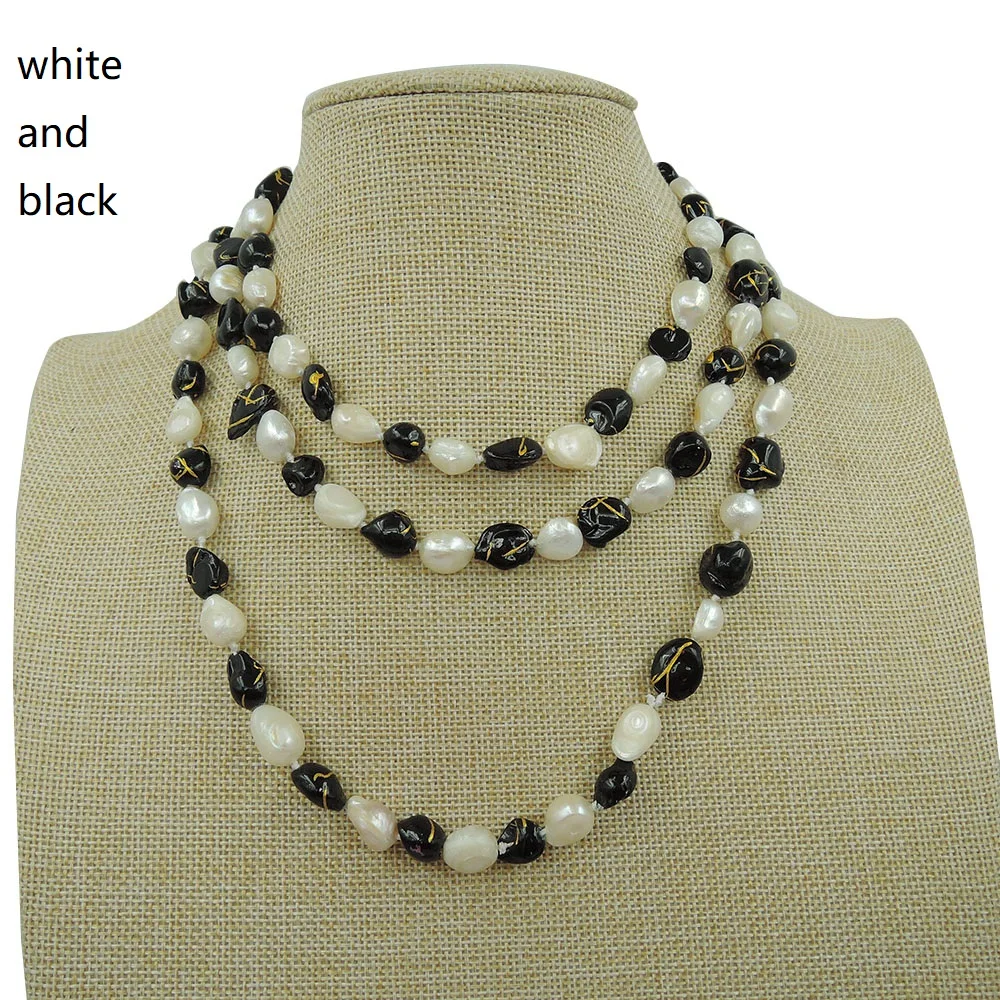 Бесплатная доставка 100% натуральный пресноводный жемчуг длинное ожерелье-120 см в