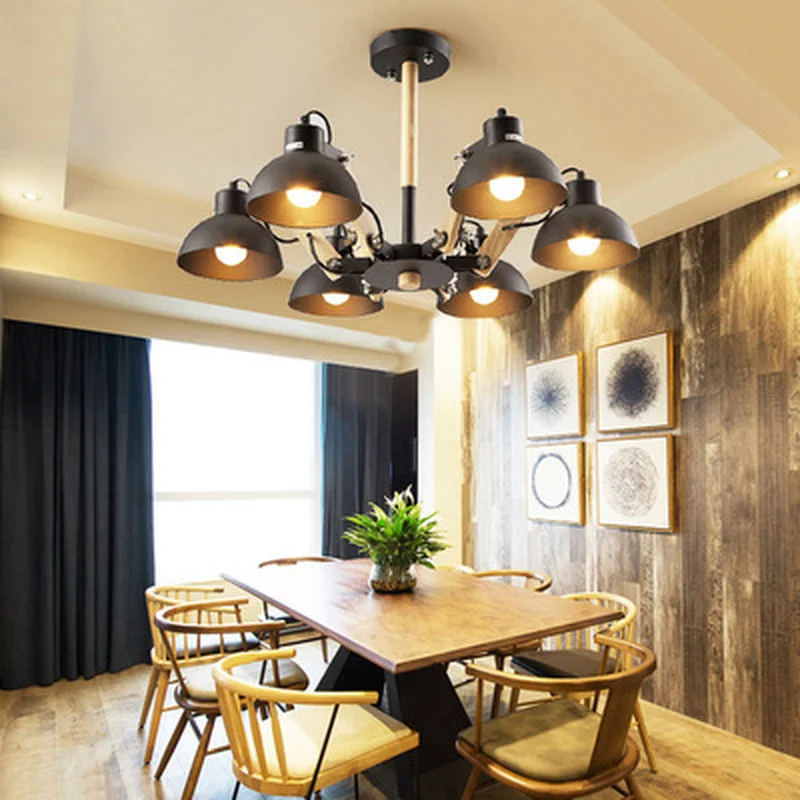 

Nordic creative extension rubber wood E27 led ceiling chandelier for kitchen living room bedroom study entrance restaurant hotel