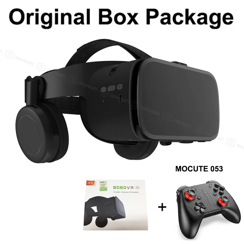 With 053 controller BOBO VR Z6 3D очки Виртуальная реальность для смартфона черный Google Cardboard VR гарнитура шлем Стерео BOBOVR для андроид 4,7-6,2' - Цвет: With 053 controller