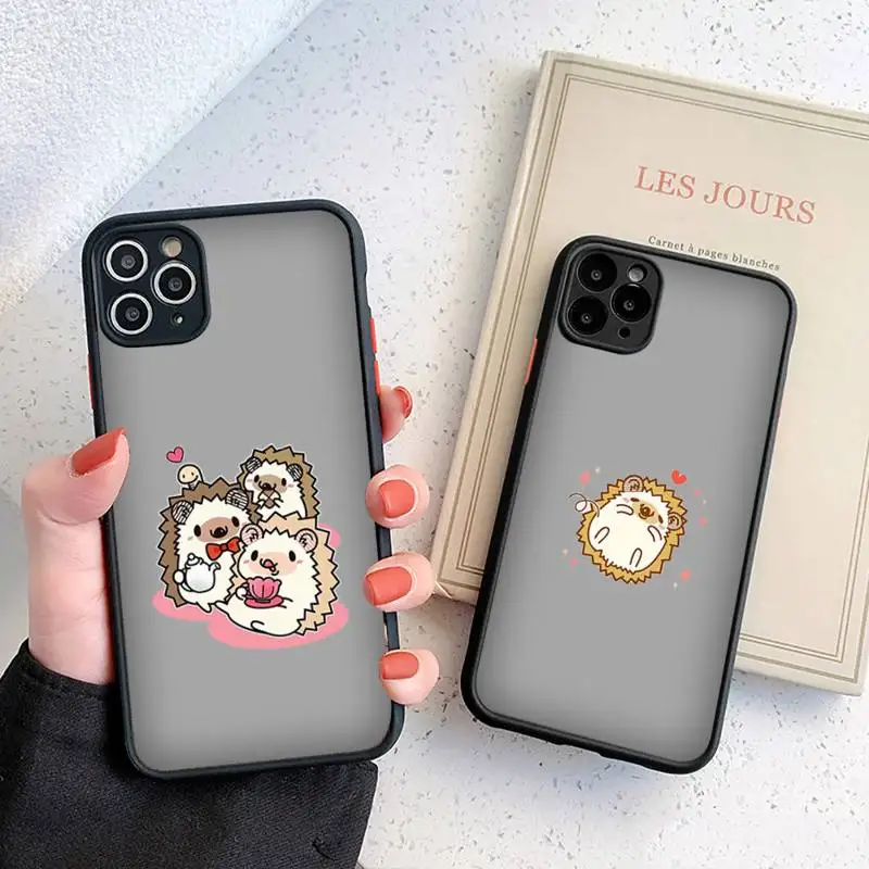 

Animal lovely cartoon hedgehog Phone Case matte transparent For iphone 7 8 11 12 plus mini x xs xr pro max cover
