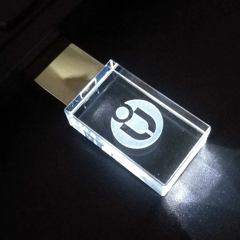 Настраиваемый Логотип Подлинная полная емкость USB диск 4 ГБ 8 ГБ 16 ГБ 32 ГБ 64 Гб металлический хрустальный флеш-накопитель диск памяти с светодиодный светильник - Цвет: White