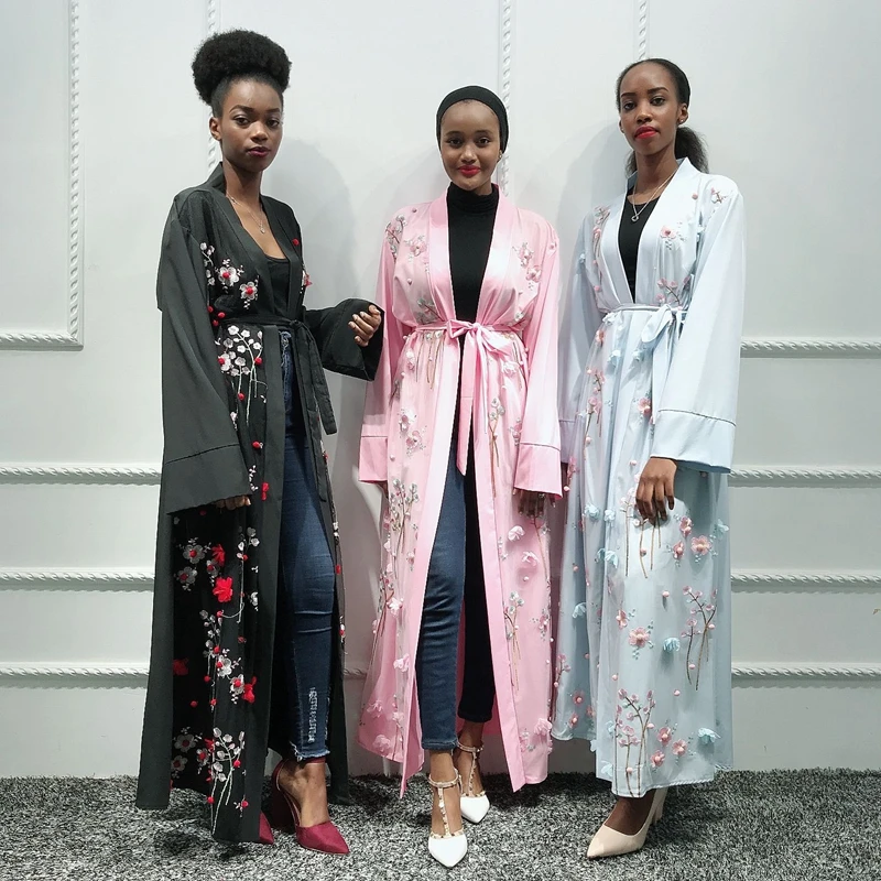 

Floral Abaya Dubai Kimono Cardigan Turkey Kimono Muslim Hijab Dress Middle East Caftan Islamic Clothing Robe Africaine Femme