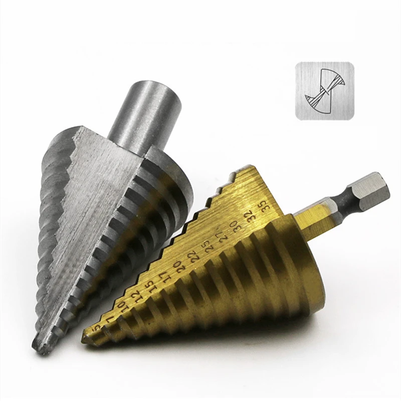 

5-35MM HSS 4241 Titanium Core Step Drill Tool 13 Steps Multiple Hole Metals Platic Wood Cone Drill Bits