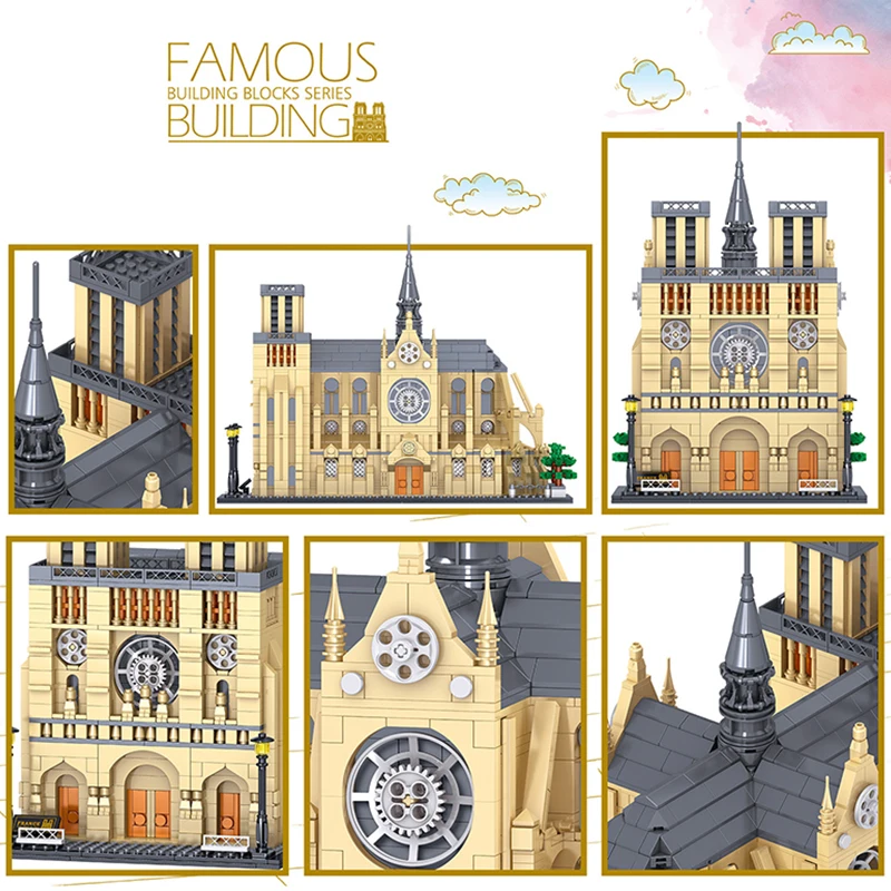 

New Creator World Famous Architecture Building Blocks Paris Notre Dame DE Church Bricks Assembly Toys Birthday Gift For Adult