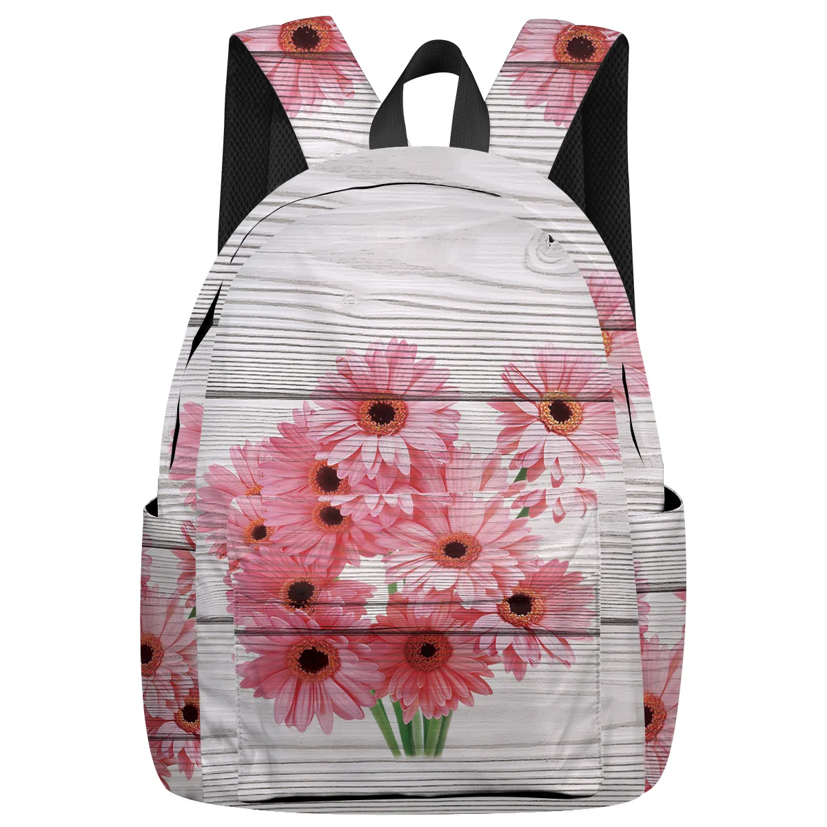 Винтажный деревянный текстурированный фон с персиковыми цветами рюкзак