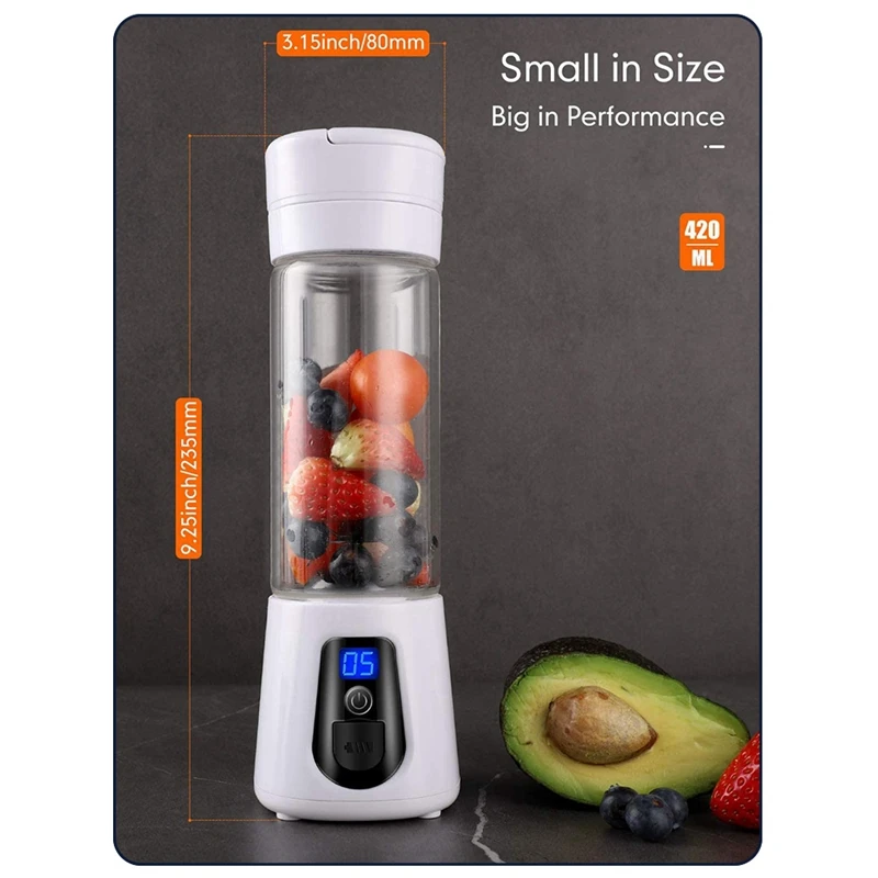 

Portable Blender, 14OZ Personal Size Mini Smoothie Blender for Juice and Shakes,Travel Blender for Office,Outdoors
