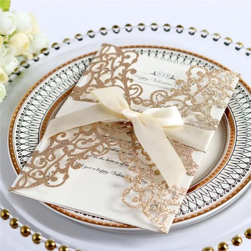 10 шт бант Блестящий пригласительный Европейский стиль лазерная резка свадебные