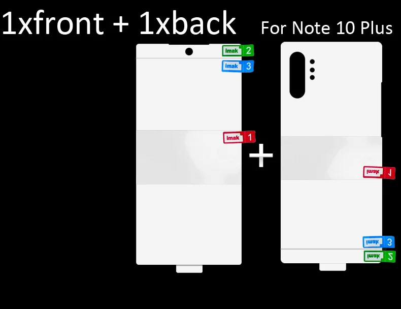 1xfront 1xback Imak гидрогель пленка для samsung Galaxy Note 10 плюс сзади спереди Экран защитный прозрачный Олеофобное - Цвет: 1xfront 1xback
