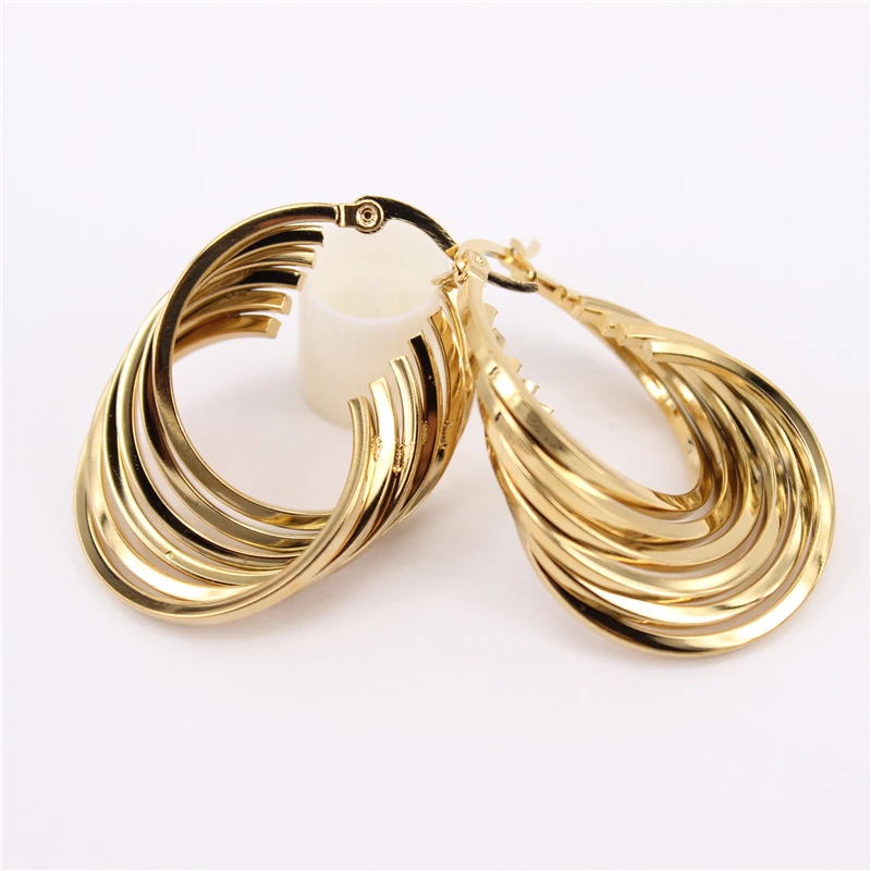 

2022 classic Button Coil Earrings piercing argola pendientes dorados brincos brilhantes grandes aretes de mujer modernos LH1007