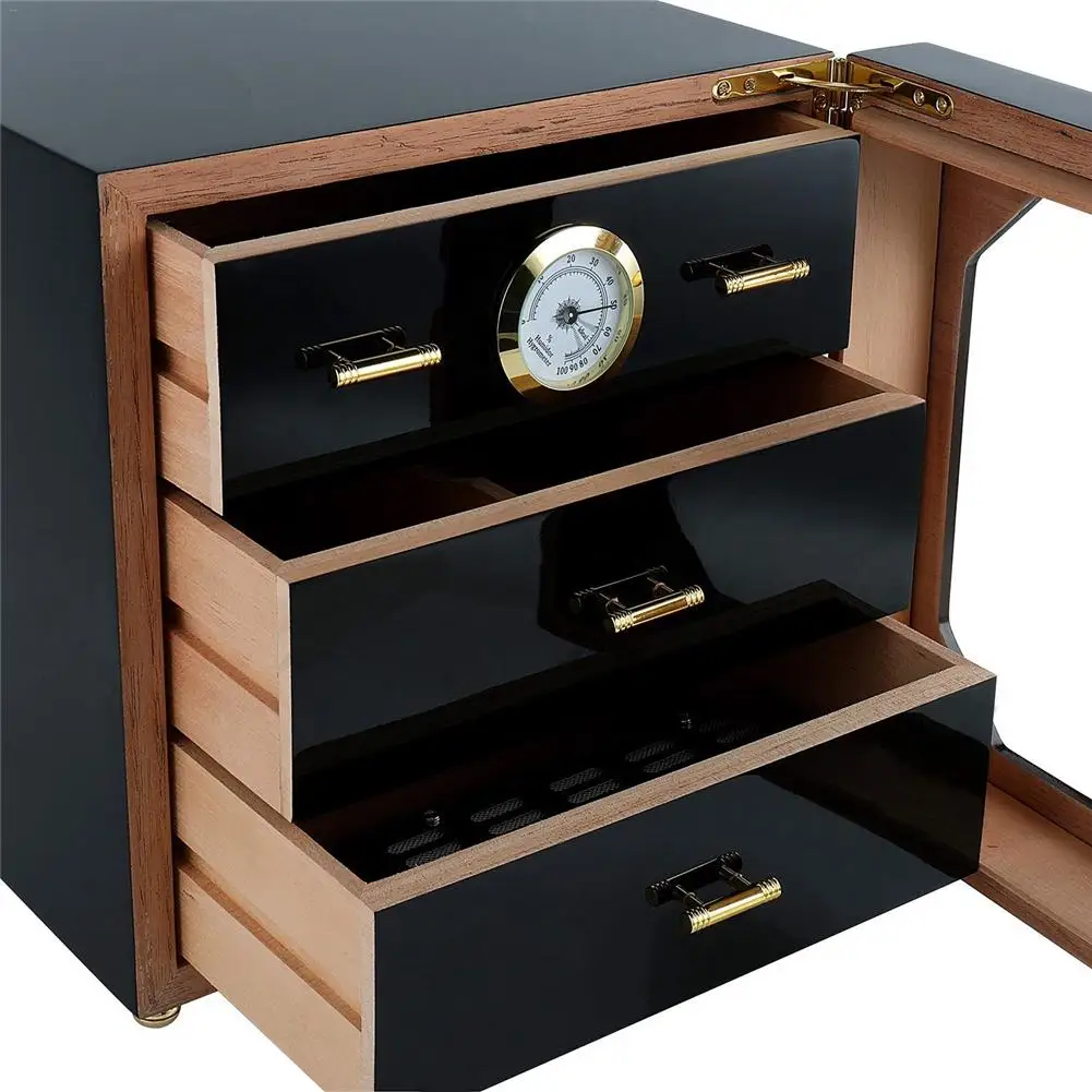 Многослойный прозрачный кедровый деревянный увлажняющий гумидор шкаф для сигар