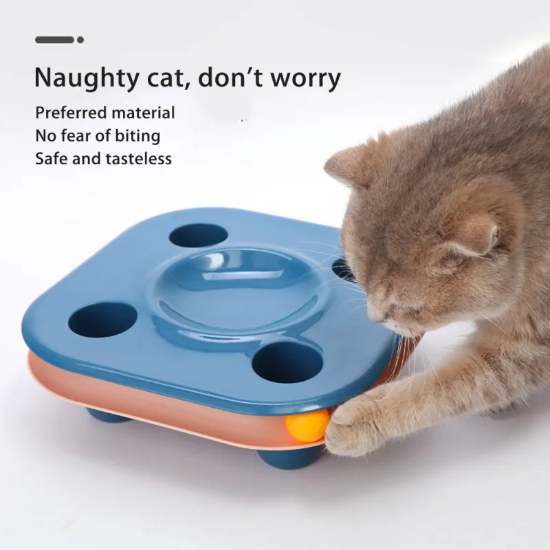 

2 In 1 Cat Bowl Interactive Toy Teasing Crazy Game Cats Tower Tracks Disc Toys Cat Scratching Device Dig Out Food Pots Cat Toy