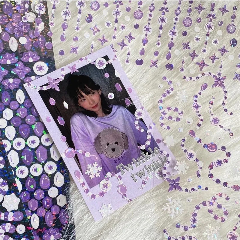 

Korea Laser Twisted Beaded Stickers Glittering Decorative Stickers Guka Picture DIY Chasing Stars Chasing Stickers