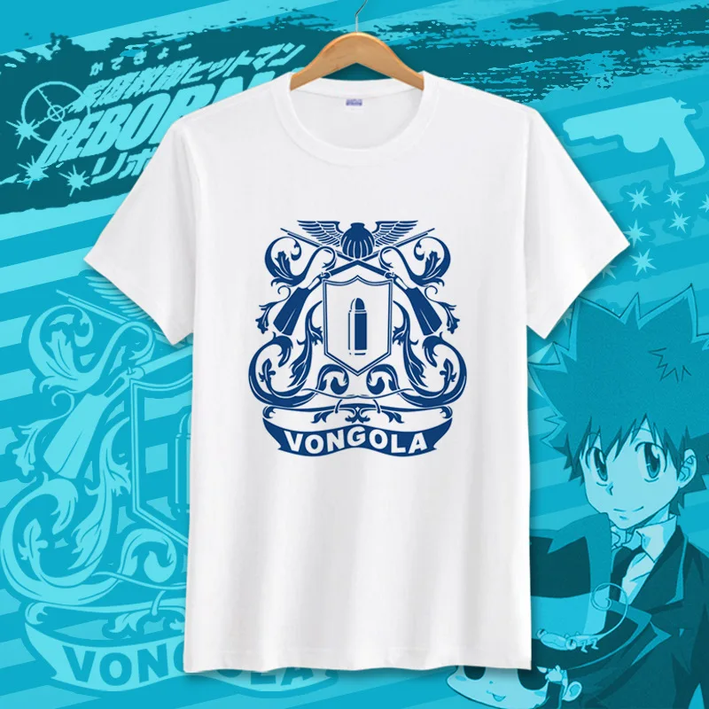 Японский аниме kateyo Hitman Reborn футболка Sawada Tsunayoshi летняя модный мультяшный Топ