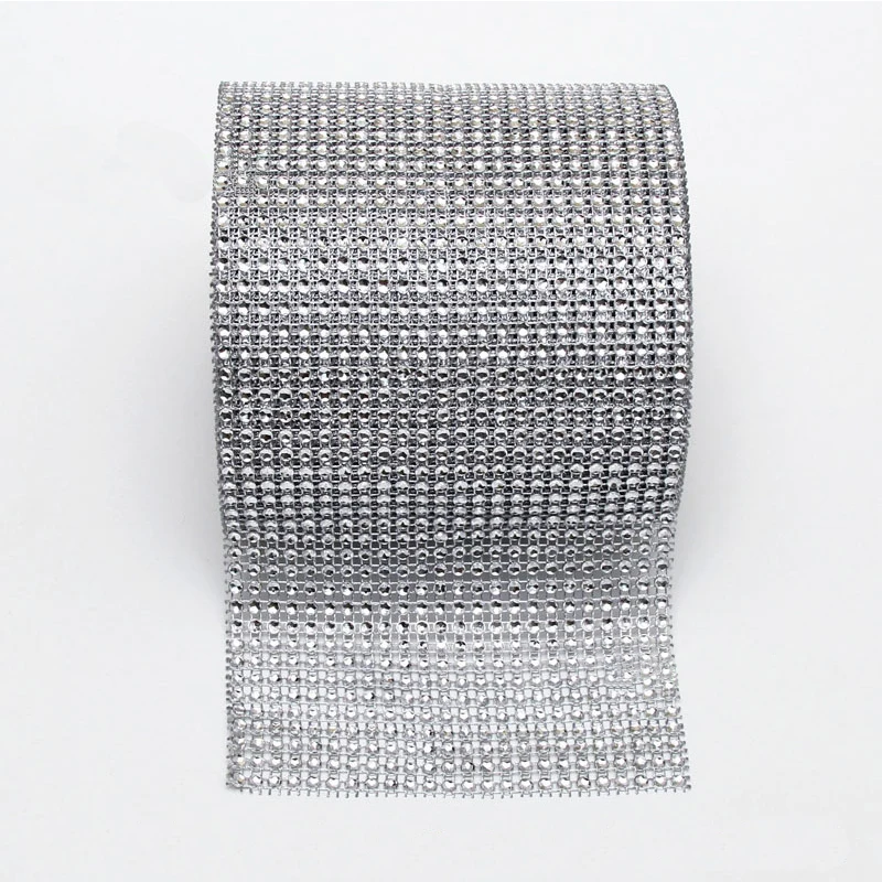 1 ярд 12 см блестящие стразы с горячей фиксацией серебряная Алмазная сетчатая