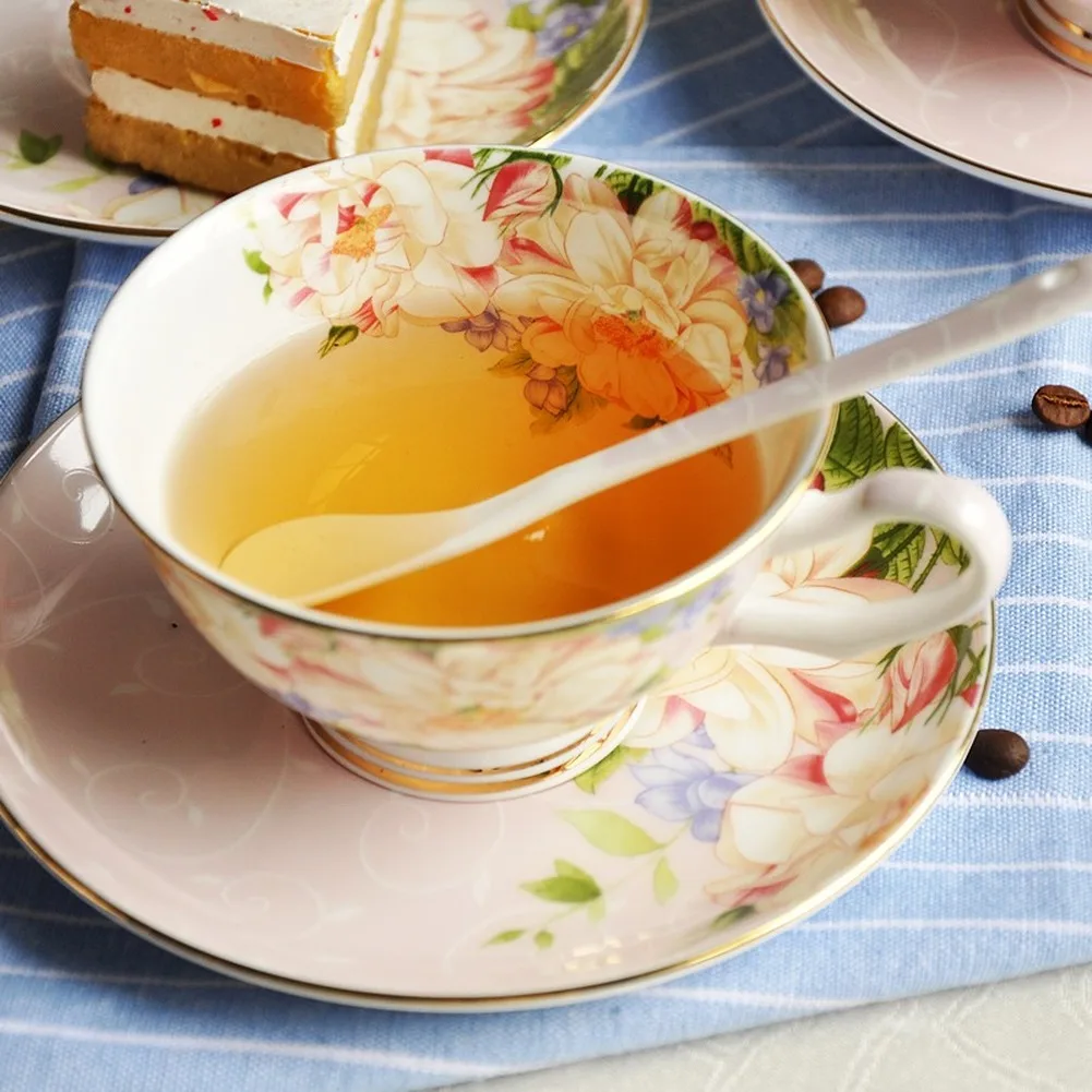 Набор керамических кофейных чашек фарфоровые чайные чашки и блюдца с ложкой