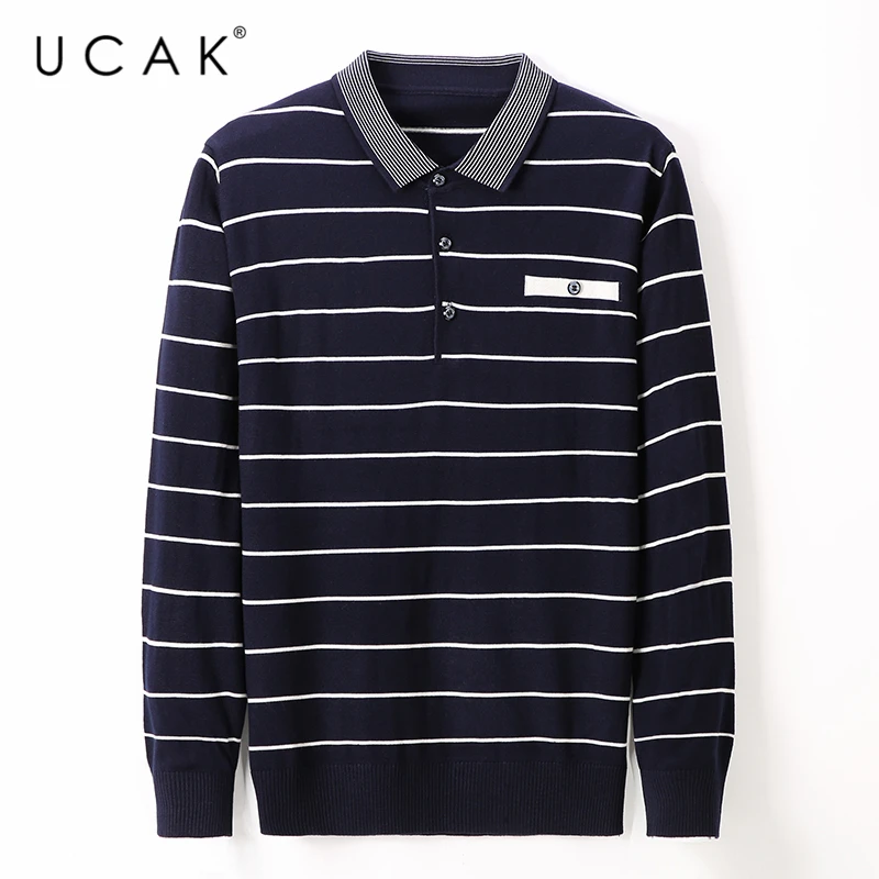 

Мужской свитер с отложным воротником и длинным рукавом, U1074